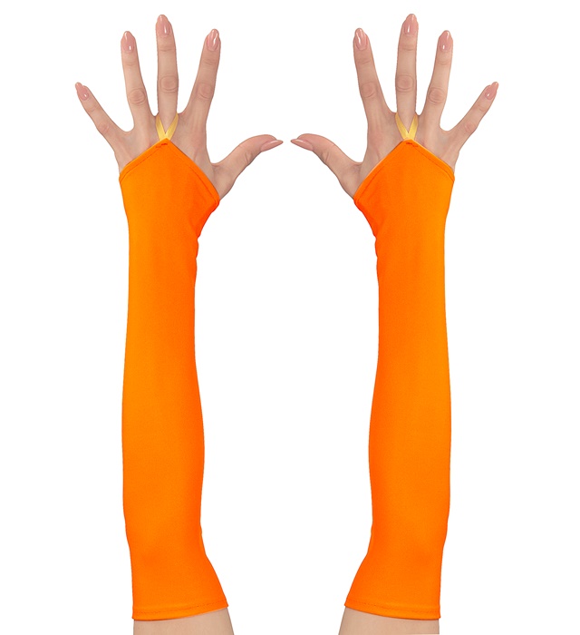 [00594] "MITAINES ORANGES NEON SATIN - 43 cm"