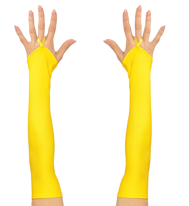 [00596] "MITAINES JAUNES NEON SATIN - 43 cm"
