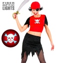 "LADY PIRATE" (top avec crâne lumineux, jupe, bandana, cache-oeil)