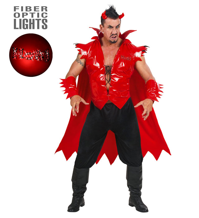 "DIABLE" (veste lumineuse avec cape, bracelets, cornes)