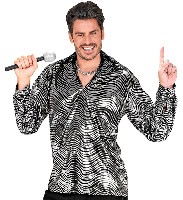[58033] "THE 70s DISCO STYLE - silver waves" (chemise) (XL)