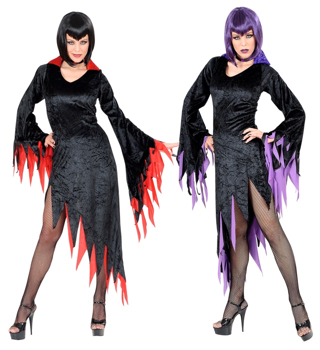 "MAITRESSE DE L'OMBRE" de velours - 2 coul. (robe avec collar, collier)