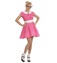"FEMME DES ANNEES 50 AVEC JUPON" rose (robe, ceinture)
