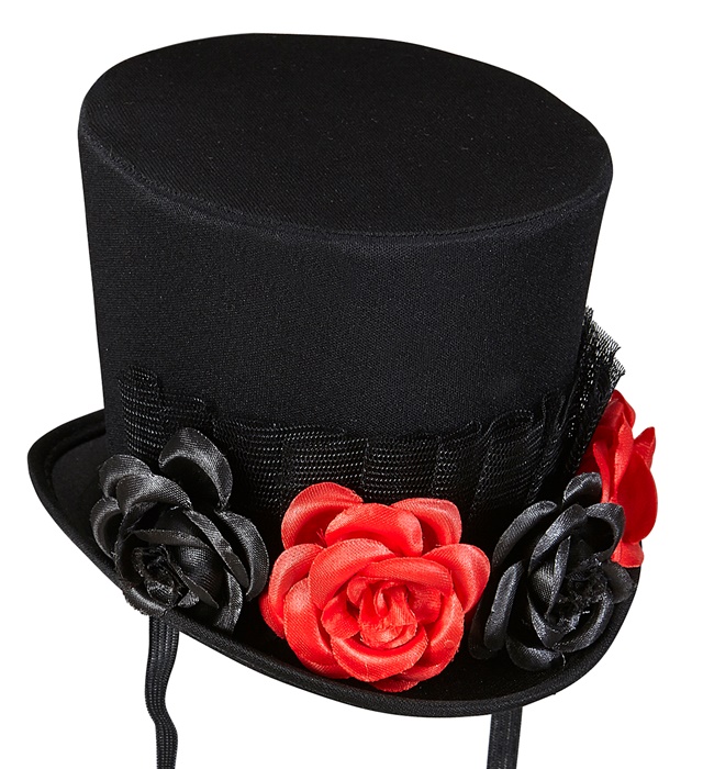 [00677] "MINI-CHAPEAU AVEC TULLE ET 4 ROSES"
