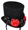 "MINI-CHAPEAU AVEC TULLE ET 4 ROSES"