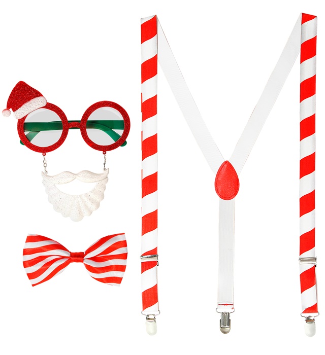 [00764] "PERE NOEL" (lunettes, bretelles, noeud papillon)