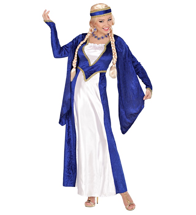 [59371] "REINE DE LA RENAISSANCE" velours - bleu - (robe, coiffe) (S)