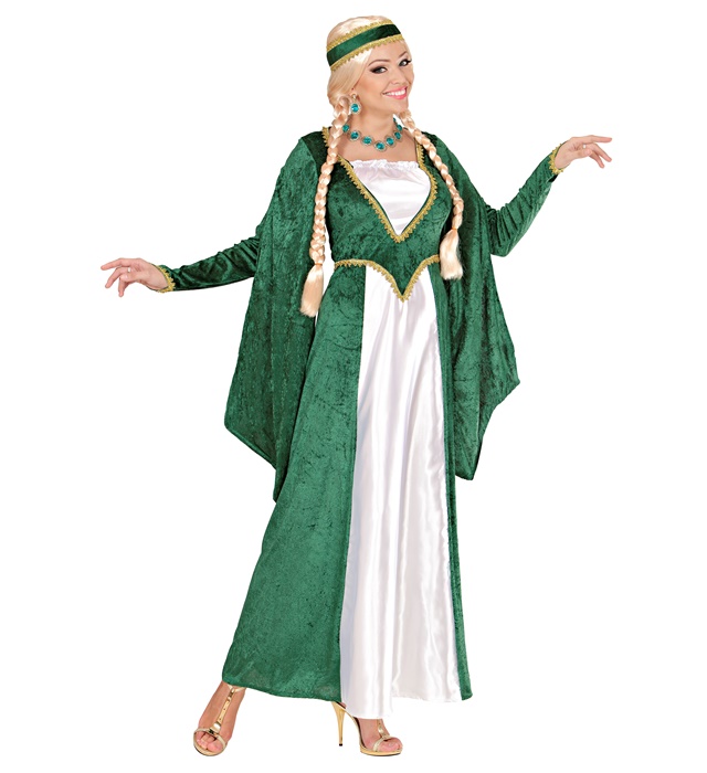 [59661] "REINE DE LA RENAISSANCE" velours - vert - (robe, coiffe) (S)