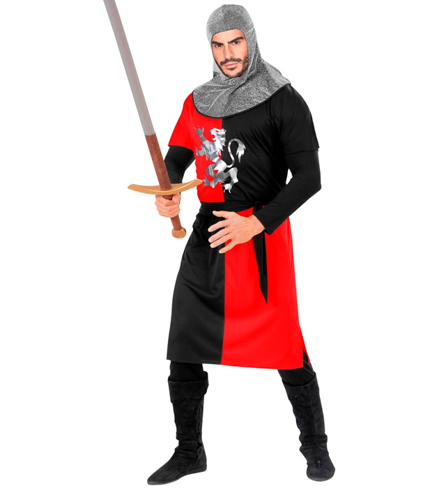 "GUERRIER MEDIEVAL" - rouge (manteau, ceinture, capuche)