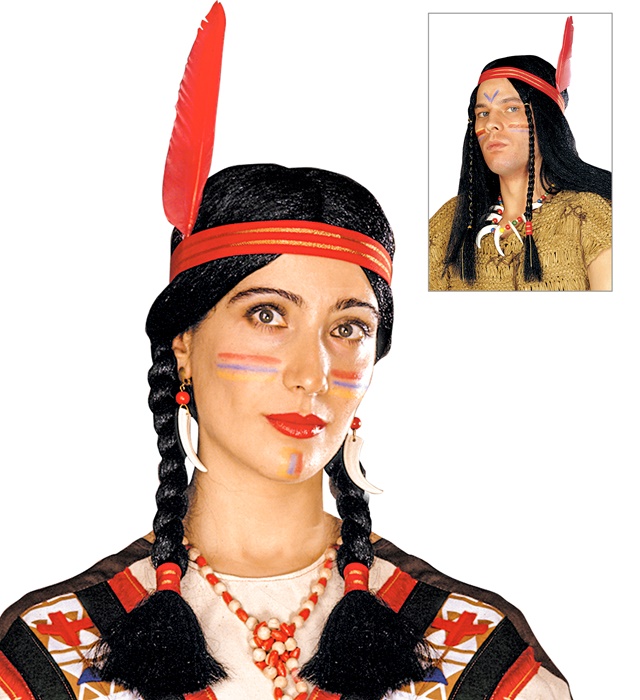 "PERRUQUE INDIEN ET INDIENNE" en sachet - 2 mod.