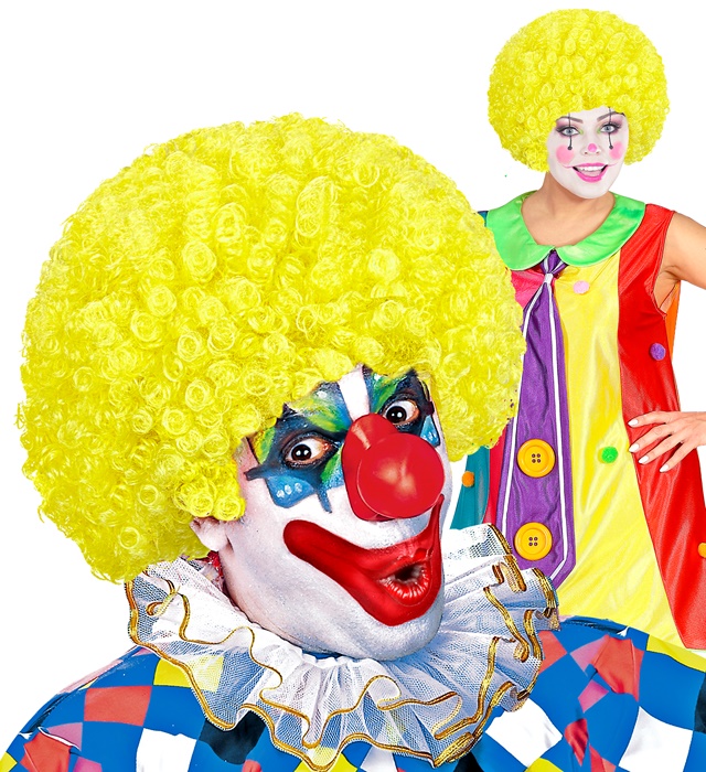 "PERRUQUE CLOWN BOUCLEE" jaune
