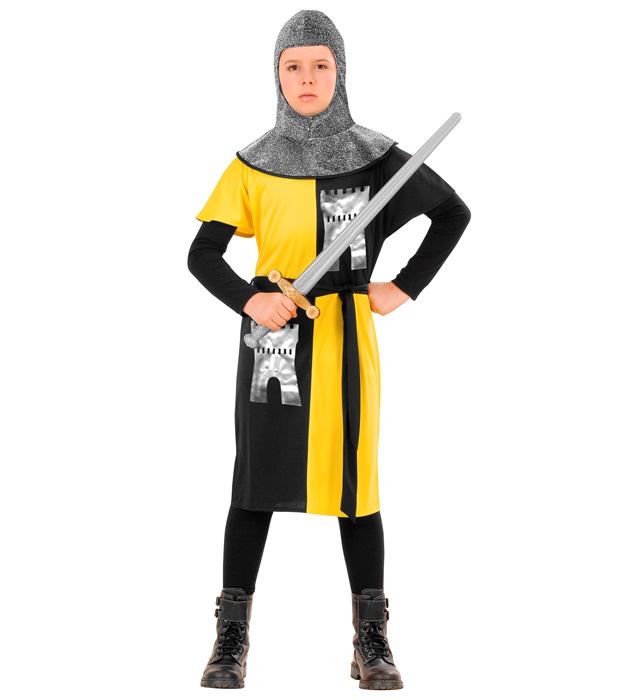 "GUERRIER MEDIEVAL" - jaune (manteau, ceinture, capuche)