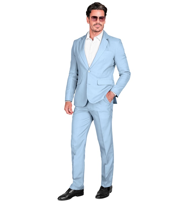 [60531] "COSTUME BLEU CIEL PARTY FASHION" (veste, pantalon) (S)