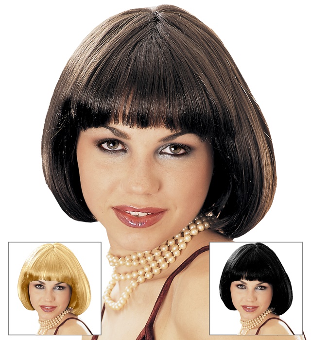 "PERRUQUE VALENTINE" en sachet - 3coul.: blonde, noire, brune
