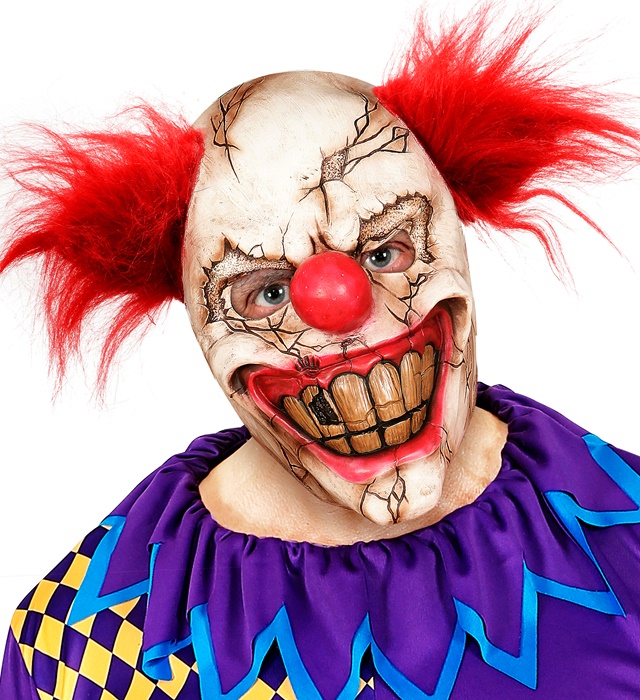 "DEMI-MASQUE DE CLOWN TUEUR AVEC CHEVEUX"