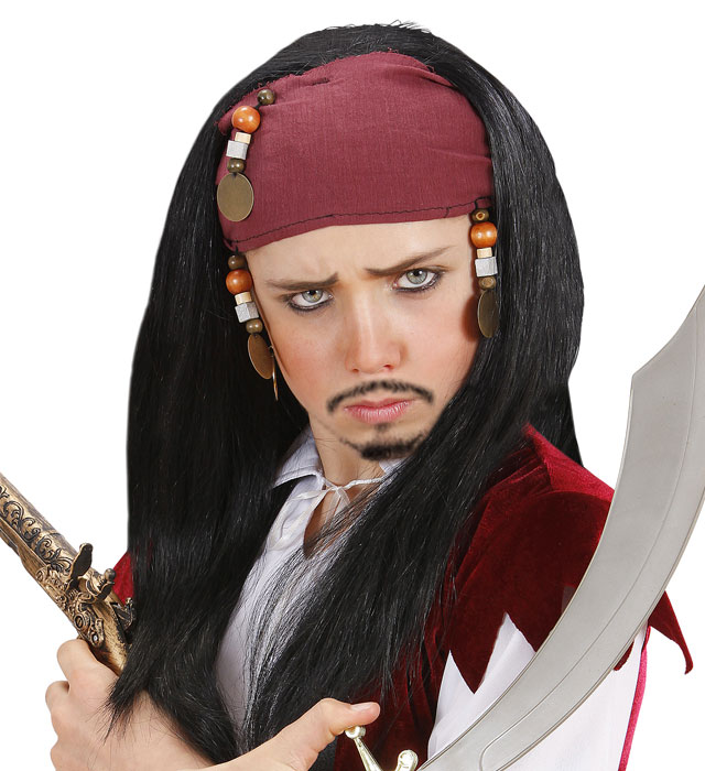 "PERRUQUE PIRATE DES CARAIBES AVECBANDANA ET PERLES" en sachet