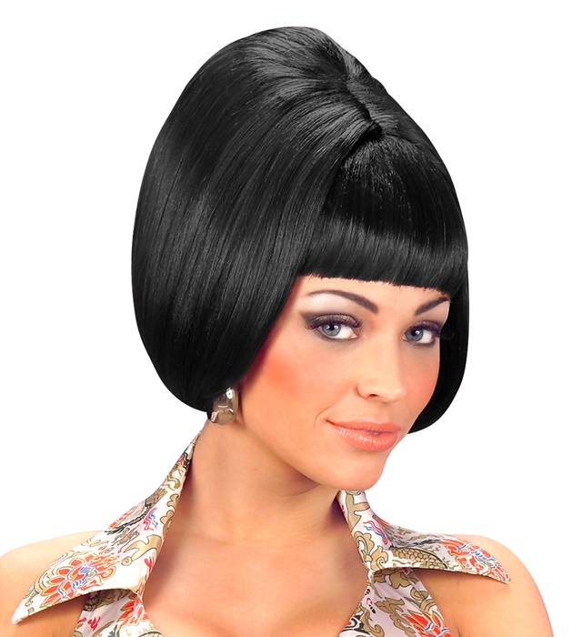 "PERRUQUE PARTY GIRL ANNÉES 60 NOIRE" en sachet