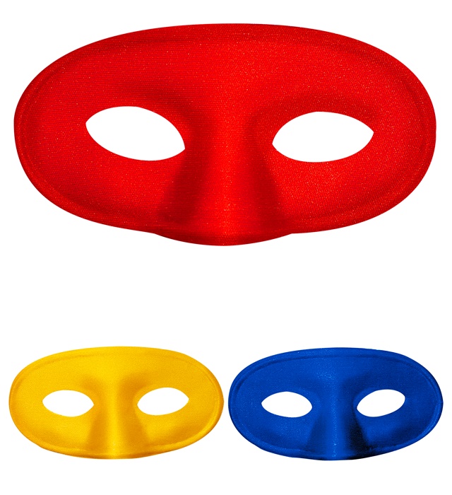 "LOUP  MASQUERADE" 3 couleurs ass.:6 rouges, 3 bleus, 3 jaunes