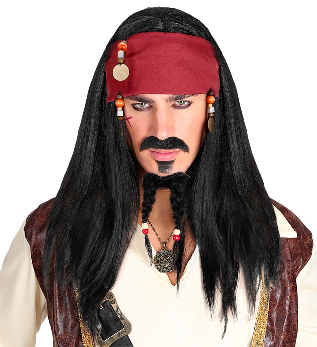 "PERRUQUE PIRATE DES CARAIBES AVECBANDANA ET PERLES" en sachet