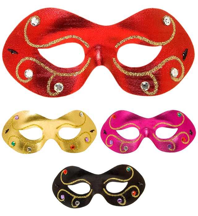"LOUP METAL AVEC BIJOUX" 4 coul. Ass.: 4 noirs, 4 dorés, 2 rouges, 2 roses