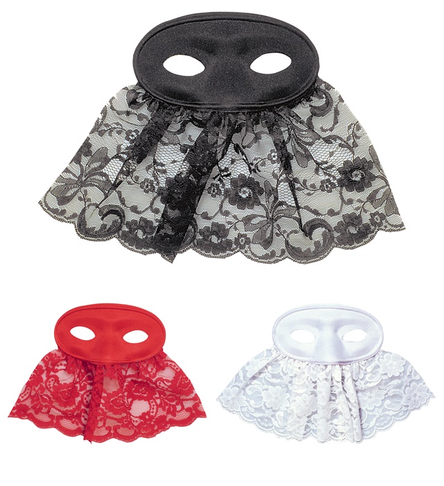 "LOUP CARMEN AVEC VOILE" 3 couleurs ass.: noirs, rouges, blancs
