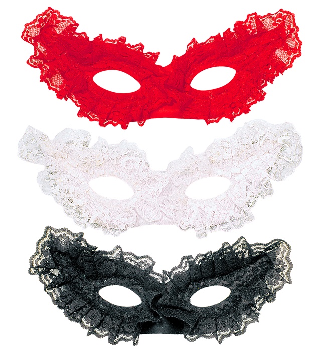 "LOUP PAPILLON DENTELLE" 3 couleurs ass.: noirs, rouges, blancs
