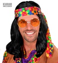 "PERRUQUE TYPE HIPPIE AVEC BANDEAU" noire - en sachet