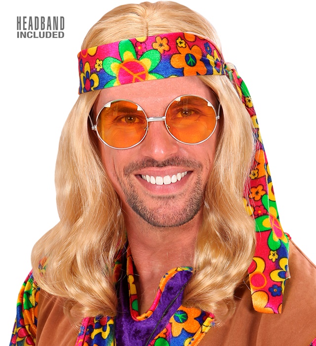 "PERRUQUE TYPE HIPPIE AVEC BANDEAU" blonde - en sachet