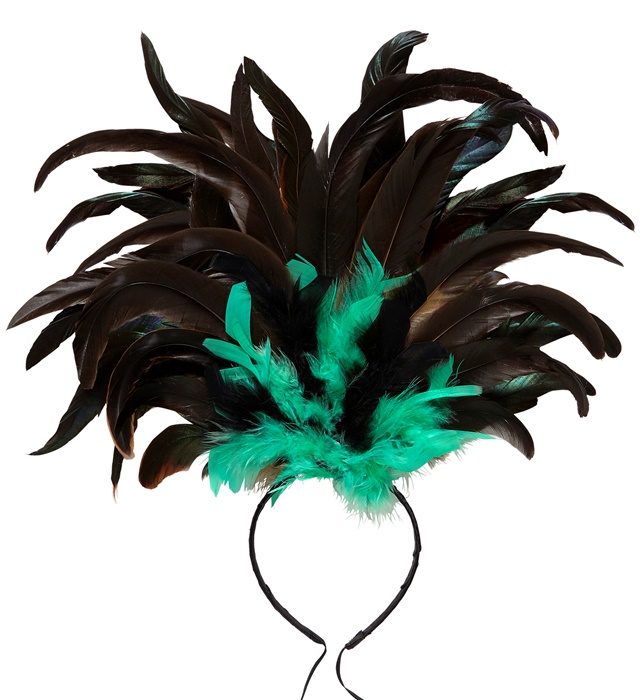 [66013] "COIFFE COPA CABANA A PLUMES" - noir/vert