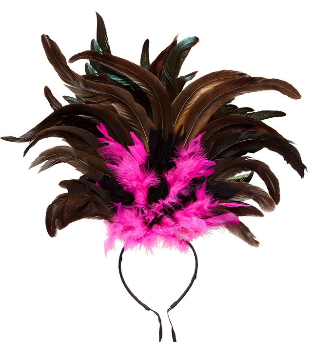 [66014] "COIFFE COPA CABANA A PLUMES" - noir/rose