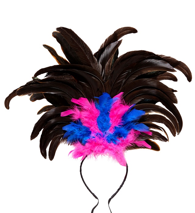 [66015] "COIFFE COPA CABANA A PLUMES" - noir/rose-blue