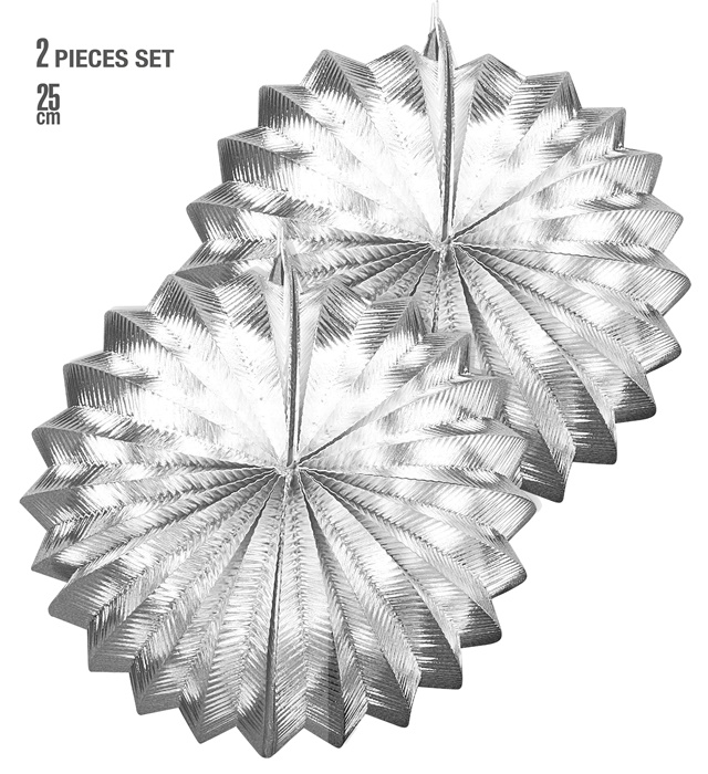 Set of "2 GLOBE METAL ARGENT" 25cm