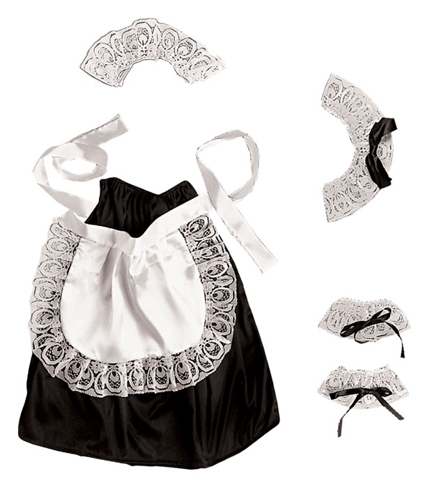 [6665C] Set de "FEMME DE CHAMBRE" coiffe, ras du cou, bracelets, jupe et tablier