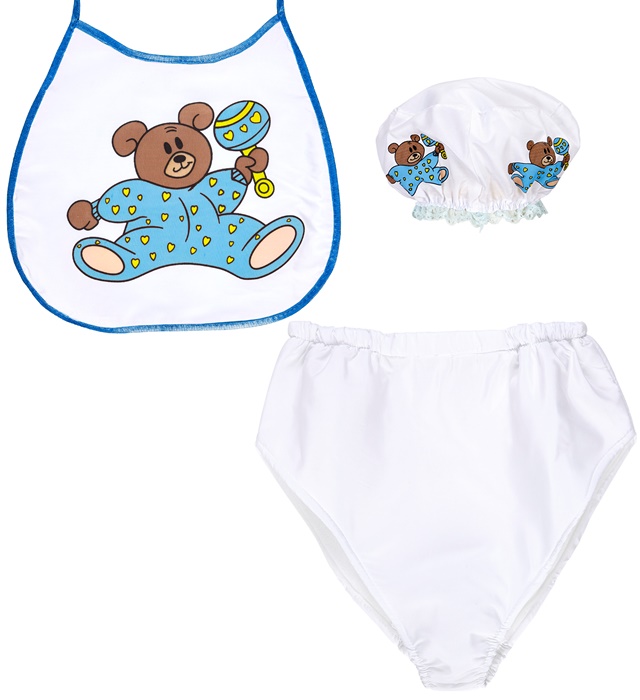 [66665] "BEBE BLEU" set habillage (bonnet, bavoir, couche géante)