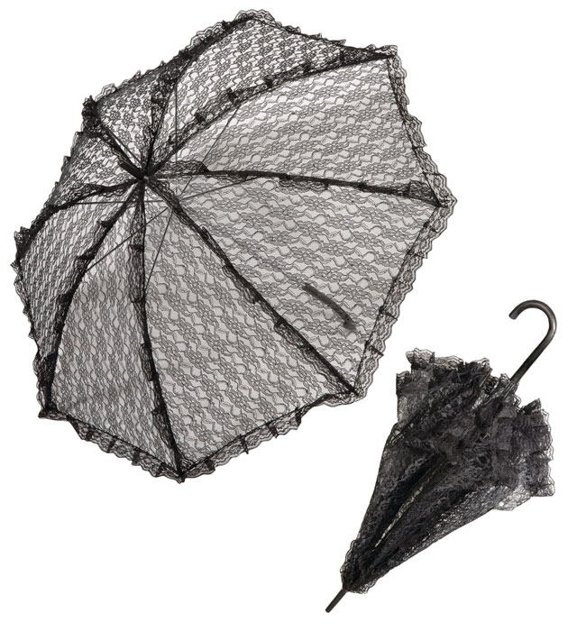 [6677L] "OMBRELLE NOIRE EN DENTELLE" 83 cm