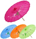 "OMBRELLE ORIENTALE DECOREE STRUCTURE EN BOIS "ø 76 cm - 4 colors ass.