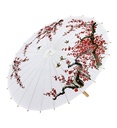 "OMBRELLE ORIENTALE DECOREE PAPIERDE RIZ BLANC AVEC STRUCTURE EN BOIS "ø 84 cm