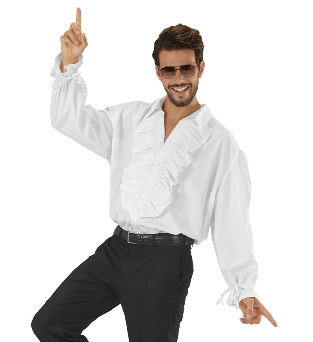"CHEMISE BLANCHE A JABOT" pour tenue Médievale, Renaissance, Coloniale, Gothique, Mexicaine, Pirate, Vampire, Disco