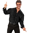"CHEMISE NOIRE A JABOT" pour tenue Médievale, Renaissance, Coloniale, Gothique, Bandit Masqué, Pirate, Vampire, Disco