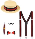 "MODE DES ANNEES 20 RUGISSANTES" (chapeau de plaisancier, bretelles, noeud papillon, moustache, cigare)