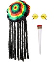 "RASTAFARI" (chapeau avec dreadlocks, lunettes, joint)