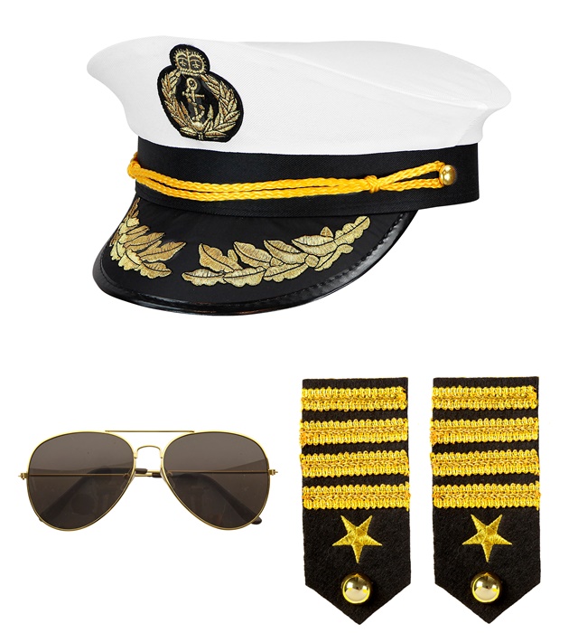[68543] "CAPITAINE DE VAISSEAU (casquette, épaulettes, lunettes)