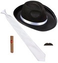 "MODE DES ANNEES 20 RUGISSANTES" (chapeau, cravate, moustache, cigare)