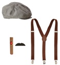 "MODE DES ANNEES 20 RUGISSANTES" (casquette, bretelles, moustache, cigare)