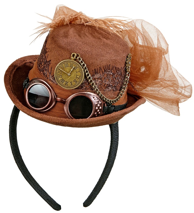[68562] "MINI CHAPEAU HAUT DE FORME STEAMPUNK" aspect daim