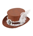 "CHAPEAU HAUT DE FORME STEAMPUNK ASPECT CUIR VIEILLI" 12 cm