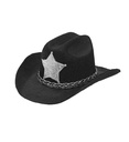 "MINI CHAPEAU NOIR COWBOY AVEC ETOILE SHERIFF" en feutre