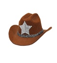 "MINI CHAPEAU MARRON COWBOY AVEC ETOILE SHERIFF" en feutre
