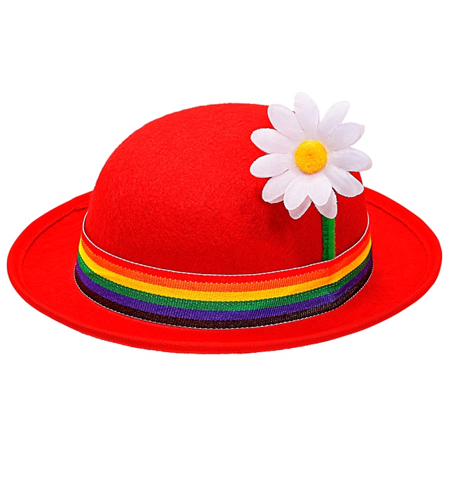[68575] "MELON ROUGE AVEC BANDE MULTICOULEUR ET FLEUR" en feutre