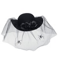 "CHAPEAU FEUTRE DE VETEMENTS NOIR AVEC ROSES, VOILE ET ARAIGNÉES" en feutre